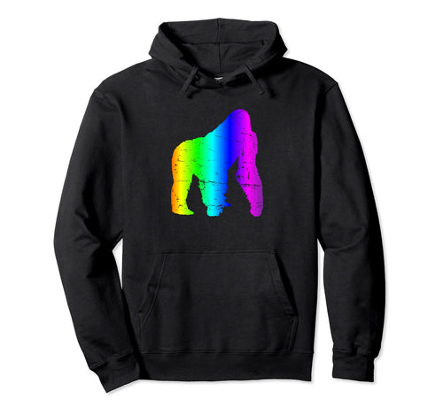 Rainbow Gorilla Silhouette Art Hoodie - Streetwear Style Unisex - T-Shirt, Sweatshirt, Hoodie
