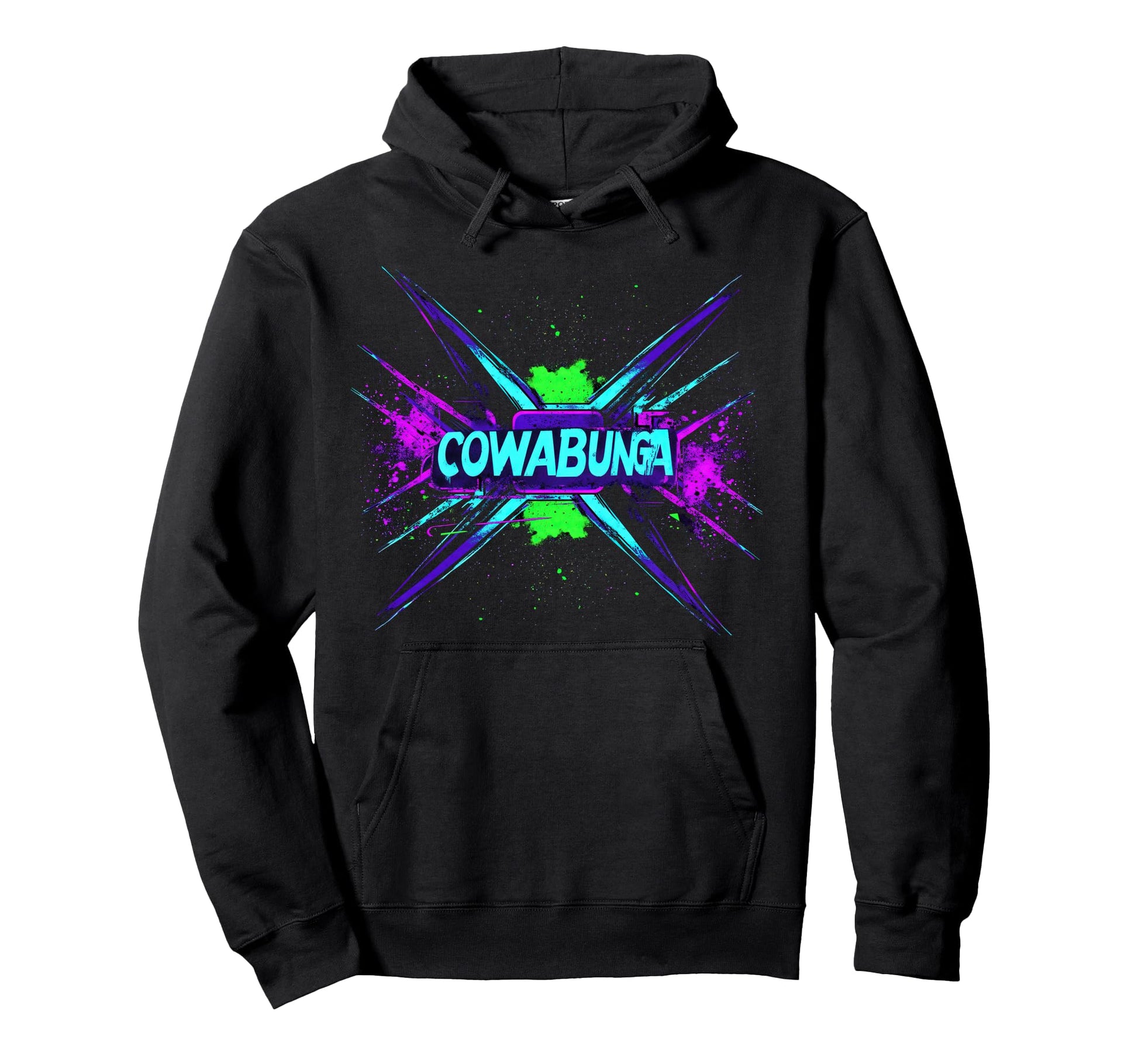 Cowabunga 80S 90S Nostalgia Slang Grunge Art Hoodie - Graphic Print Unisex - T-Shirt, Sweatshirt, Hoodie