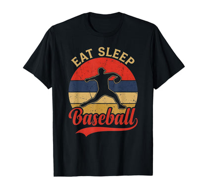 Eat Sleep Baseball Sunset Pitcher T-Shirt - Minimalist Print Unisex - T-Shirt, Sweatshirt, Hoodie