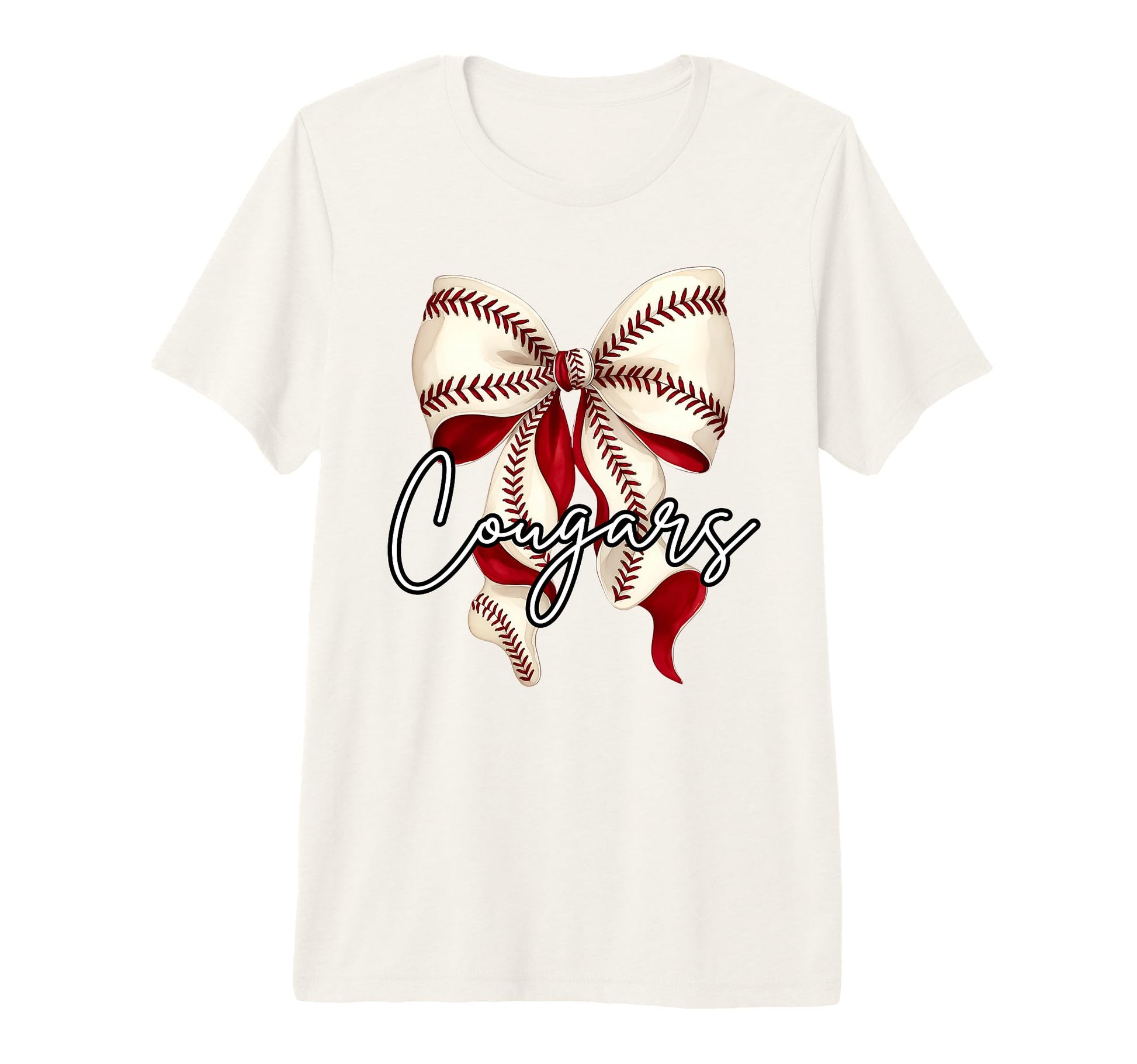Cougars Baseball Mom Coquette Bow Game T-Shirt - Unique Graphic for Adults - T-Shirt, Sweatshirt, Hoodie