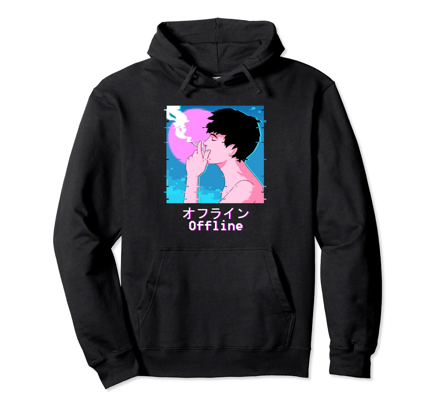 Sad Smoking Offline Japanese Hoodie - Casual Everyday Wear for Adults - T-Shirt, Sweatshirt, Hoodie