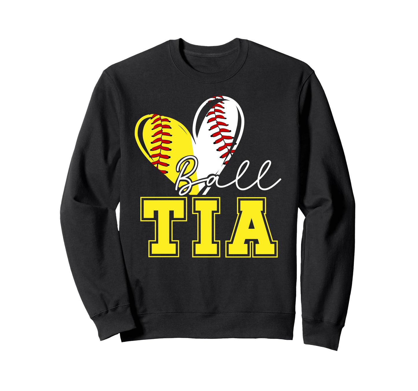 Ball Tia Heart Softball Baseball Tia Sweatshirt - Unique Graphic Men Women - T-Shirt, Sweatshirt, Hoodie
