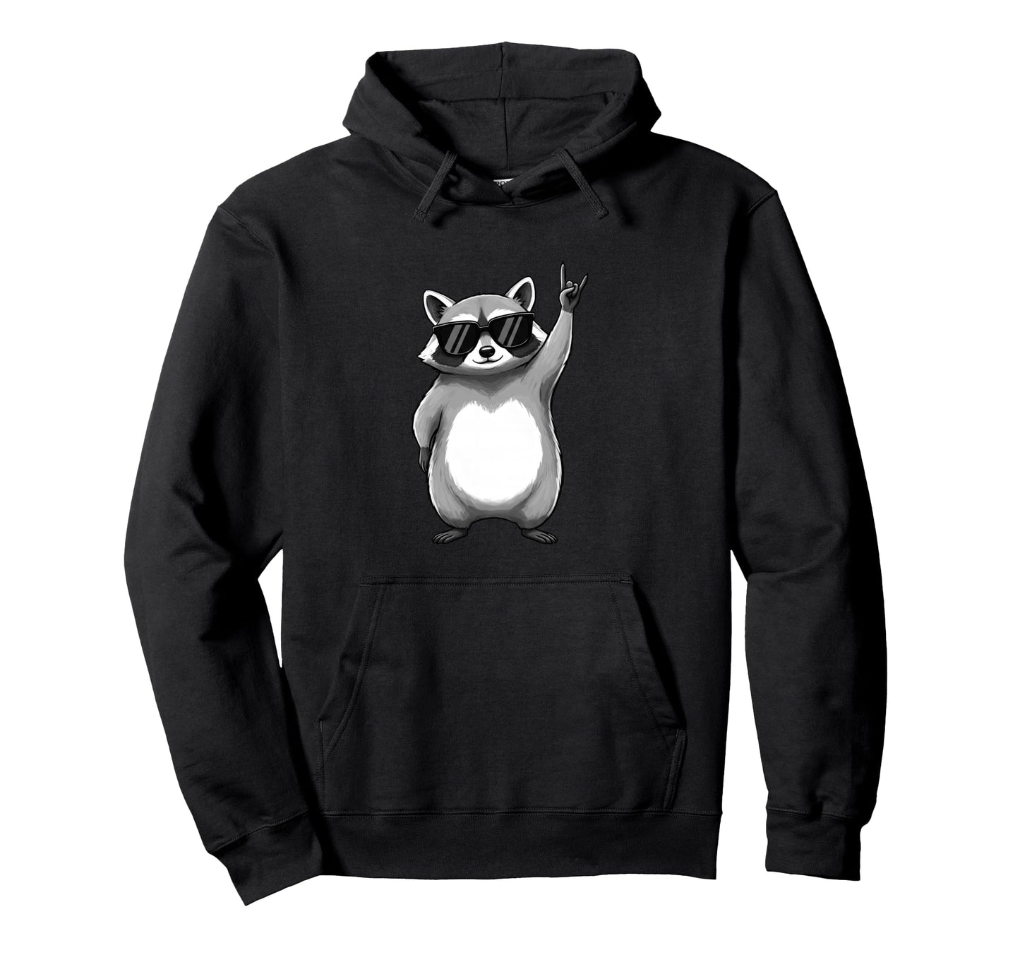 Raccoon Rocking Out Music Gift Animal Hoodie - Novelty Apparel Men Women - T-Shirt, Sweatshirt, Hoodie