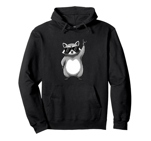 Raccoon Rocking Out Music Gift Animal Hoodie - Novelty Apparel Men Women - T-Shirt, Sweatshirt, Hoodie