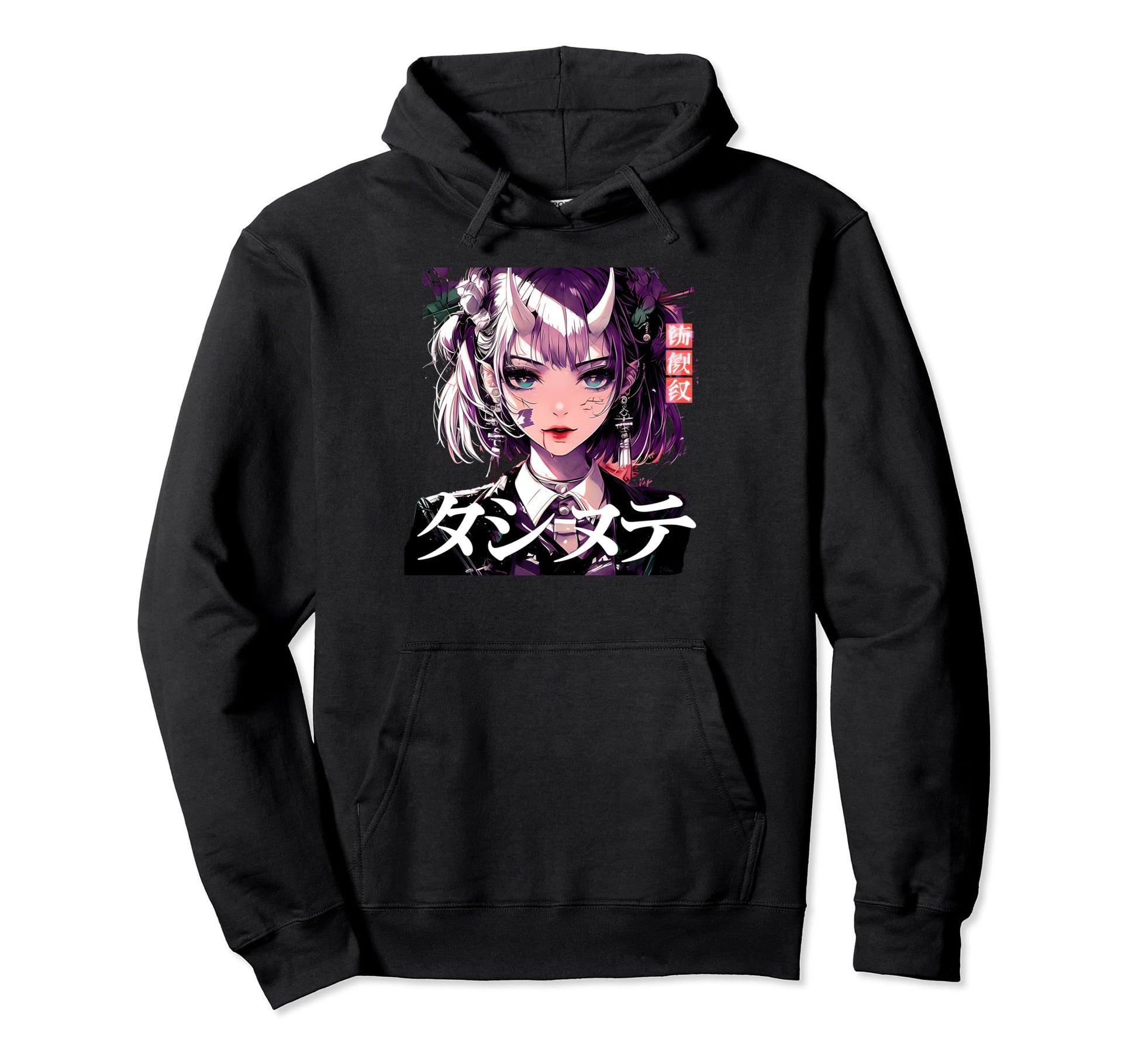 Anime Goth Grunge Demon Waifu Hoodie - Fun Novelty Design for Adults - T-Shirt, Sweatshirt, Hoodie