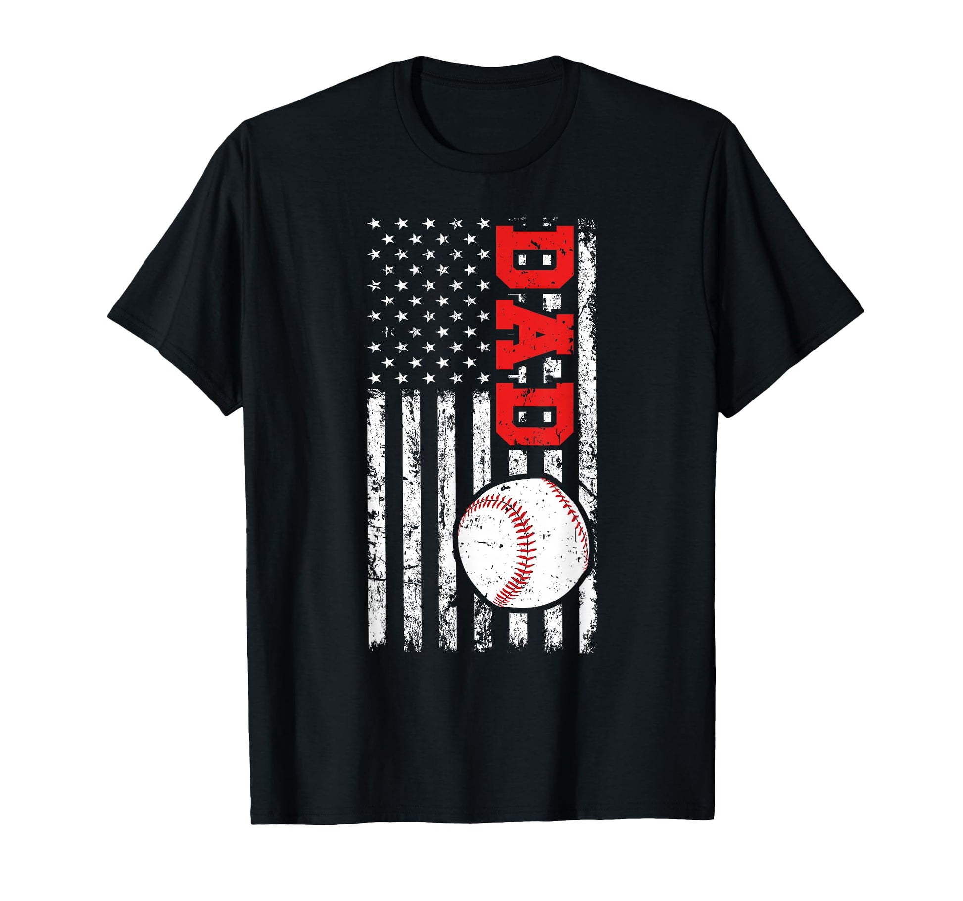 Baseball Dad Us Flag Dad Baseball Player T-Shirt - Graphic Print Unisex - T-Shirt, Sweatshirt, Hoodie