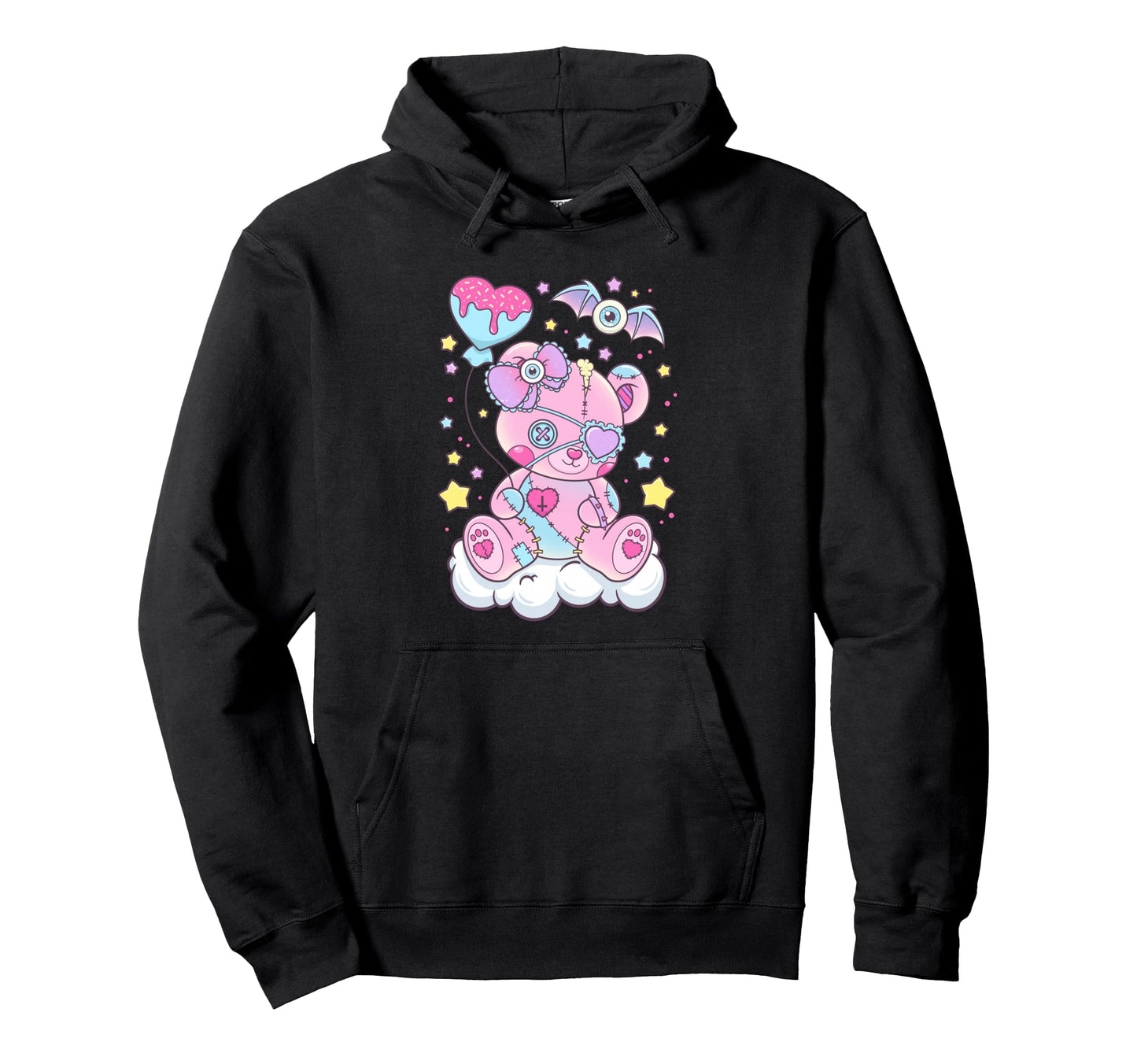 Kawaii Pastel Goth Scary Bear Hoodie - Trendy Graphic Unisex - T-Shirt, Sweatshirt, Hoodie