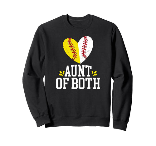 Aunt Both Heart Softball Baseball Sweatshirt - Aesthetic Graphic Men Women - T-Shirt, Sweatshirt, Hoodie