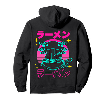 Kawaii Axolotl Ramen Japanese Funny Hoodie - Custom Art Print Unisex - T-Shirt, Sweatshirt, Hoodie