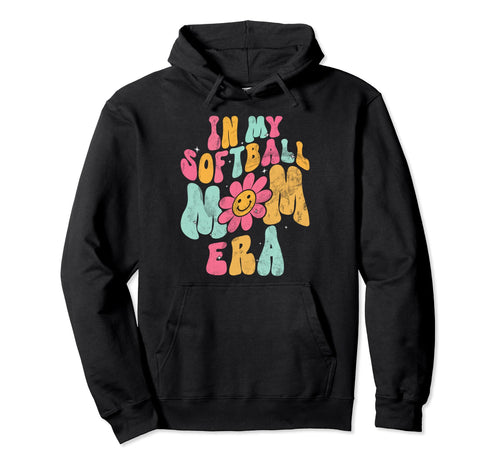 My Softball Mom Era Groovy Softball Hoodie - Trendy Graphic Men Women - T-Shirt, Sweatshirt, Hoodie