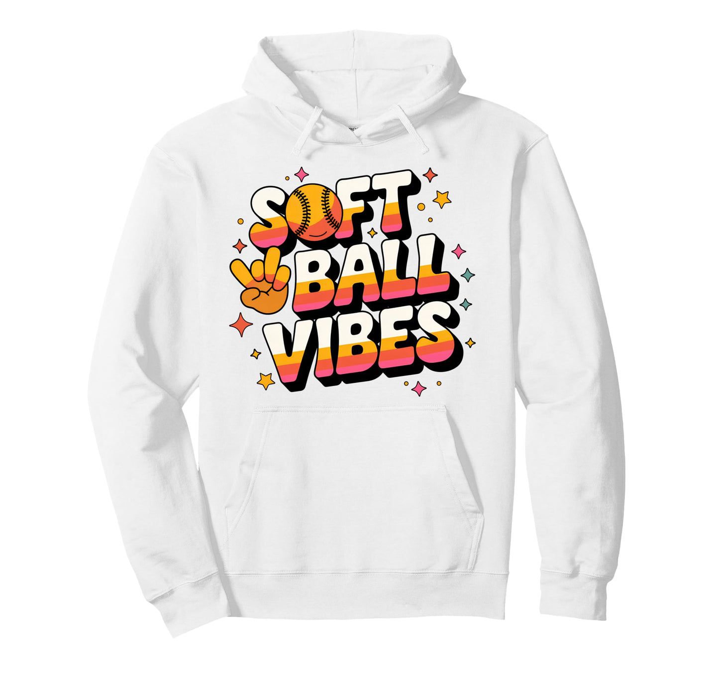 Softball Vibes Groovy Game Day Hoodie - Streetwear Style for Adults - T-Shirt, Sweatshirt, Hoodie