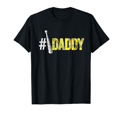 Number One Softball Dad Fathers Day T-Shirt - Aesthetic Graphic Men Women - T-Shirt, Sweatshirt, Hoodie