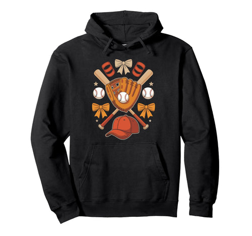 Baseball Bows And Bats Softball Hoodie - Aesthetic Graphic Men Women - T-Shirt, Sweatshirt, Hoodie