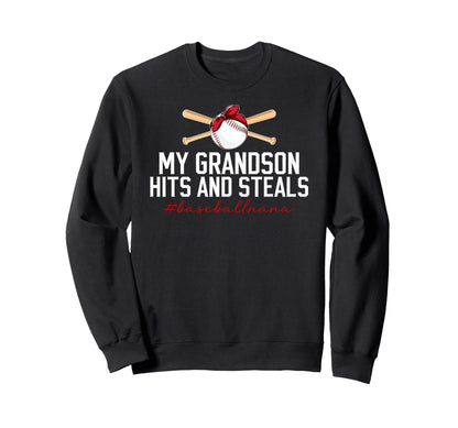 My Grandson Baseball Nana Sweatshirt - Fun Novelty Design Men Women - T-Shirt, Sweatshirt, Hoodie