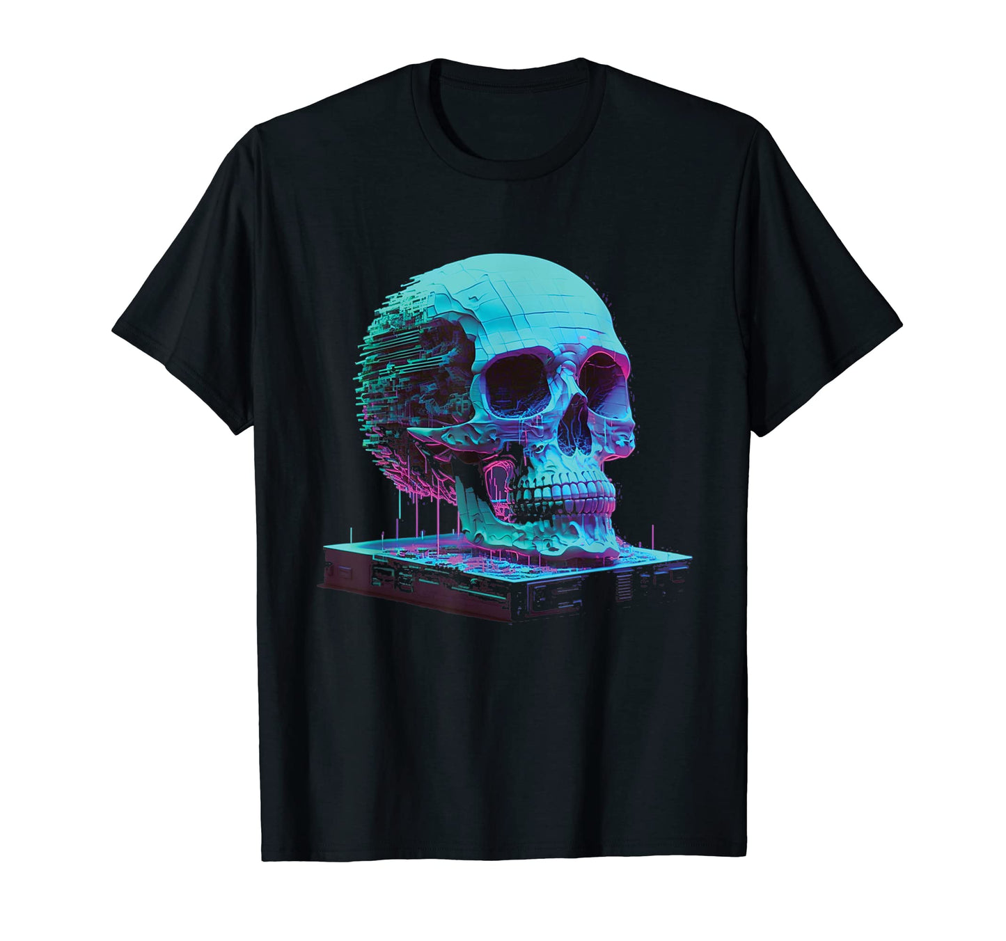 Glitch Skull Vaporwave Aesthetic T-Shirt - Streetwear Style Men Women - T-Shirt, Sweatshirt, Hoodie