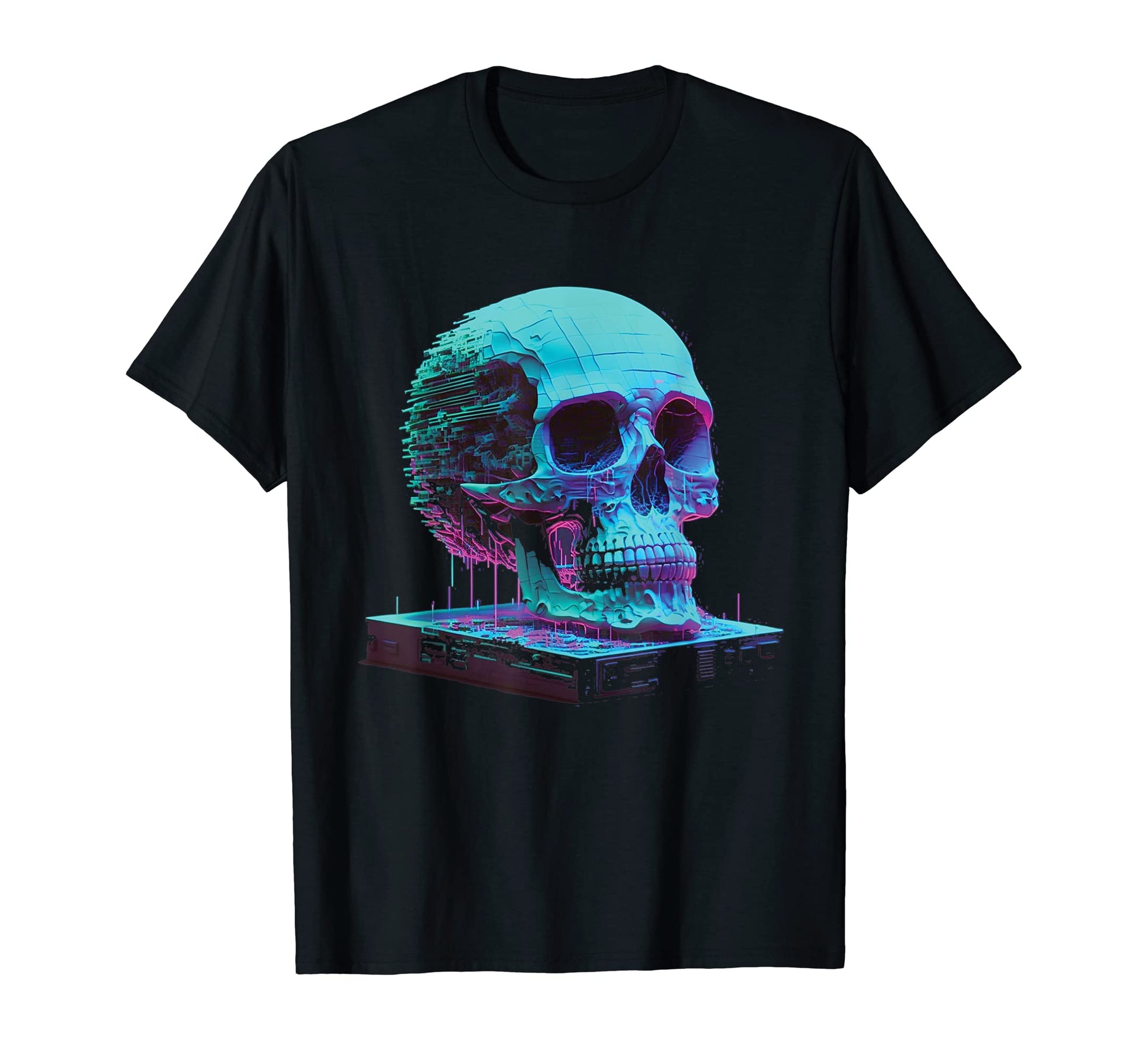 Glitch Skull Vaporwave Aesthetic T-Shirt - Streetwear Style Men Women - T-Shirt, Sweatshirt, Hoodie