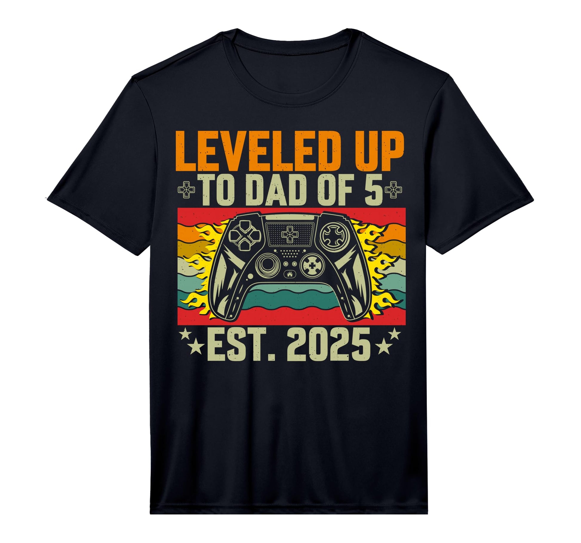 Mens Leveled Up To Dad 5 Five Daddy T-Shirt - Minimalist Print Men Women - T-Shirt, Sweatshirt, Hoodie
