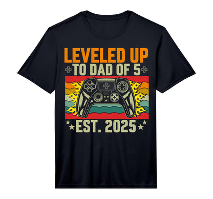 Mens Leveled Up To Dad 5 Five Daddy T-Shirt - Minimalist Print Men Women - T-Shirt, Sweatshirt, Hoodie