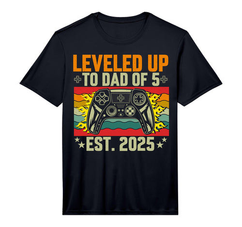 Mens Leveled Up To Dad 5 Five Daddy T-Shirt - Minimalist Print Men Women - T-Shirt, Sweatshirt, Hoodie