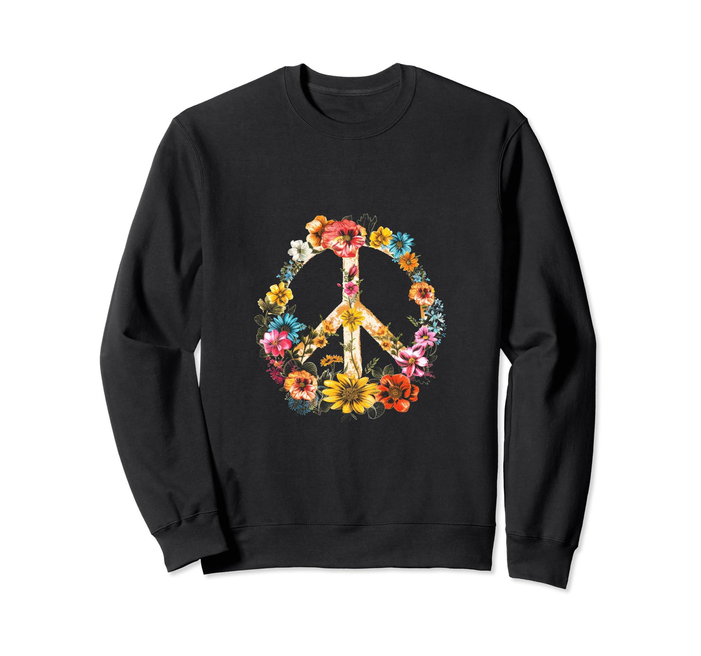 Boho Peace Sign Flowers Peace Sign Sweatshirt - Aesthetic Graphic Unisex - T-Shirt, Sweatshirt, Hoodie