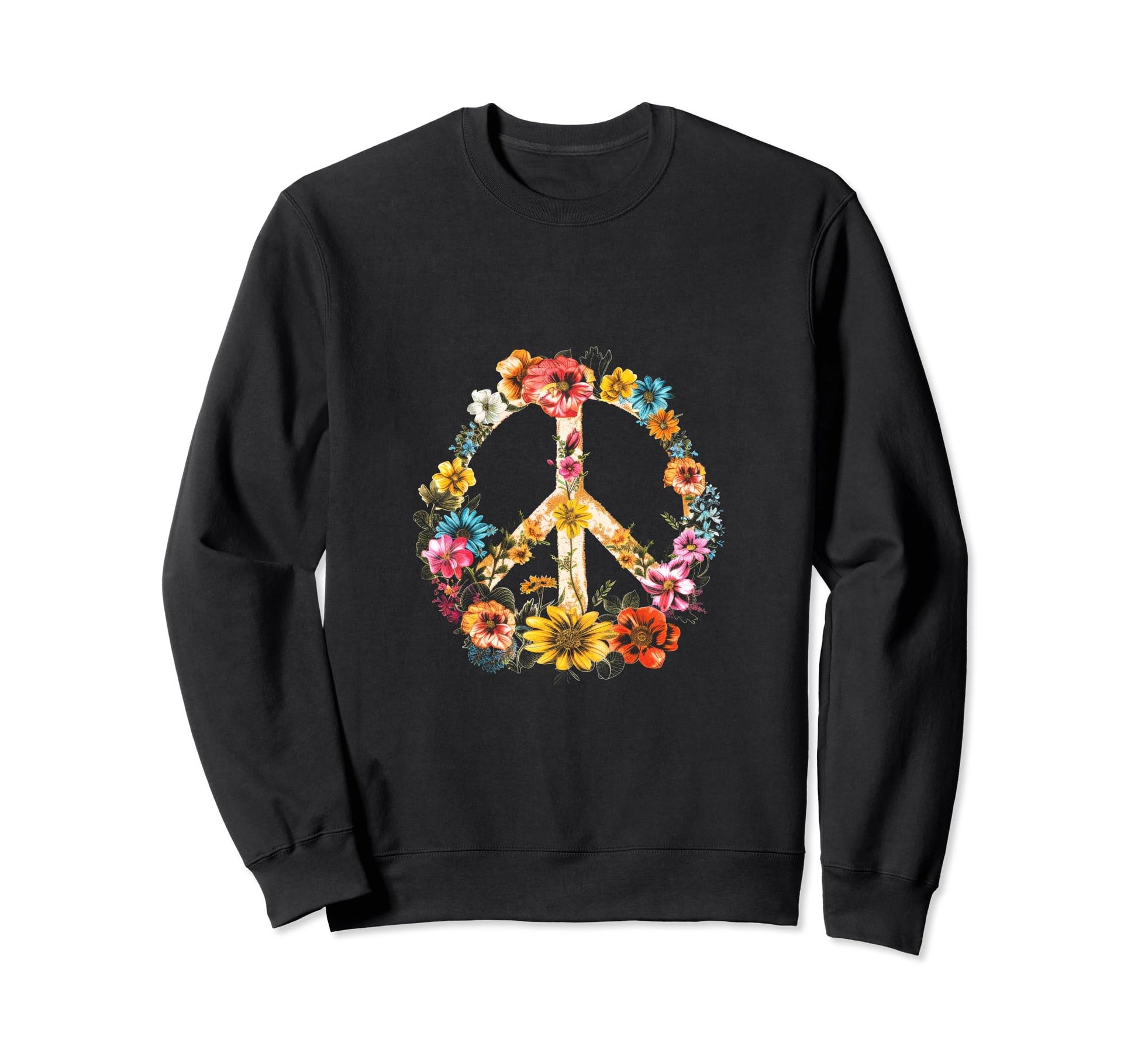 Boho Peace Sign Flowers Peace Sign Sweatshirt - Aesthetic Graphic Unisex - T-Shirt, Sweatshirt, Hoodie