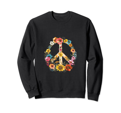 Boho Peace Sign Flowers Peace Sign Sweatshirt - Aesthetic Graphic Unisex - T-Shirt, Sweatshirt, Hoodie