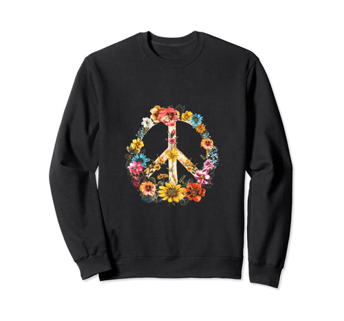 Boho Peace Sign Flowers Peace Sign Sweatshirt - Aesthetic Graphic Unisex - T-Shirt, Sweatshirt, Hoodie