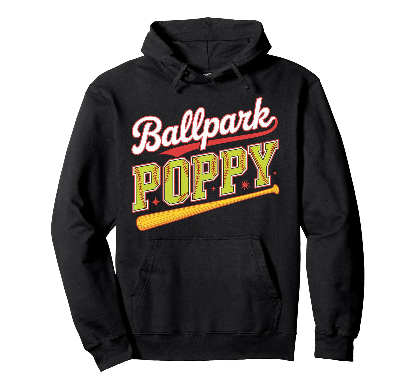 Ballpark Poppy Softball Grandpa Ball Game Hoodie - Unique Graphic Unisex - T-Shirt, Sweatshirt, Hoodie