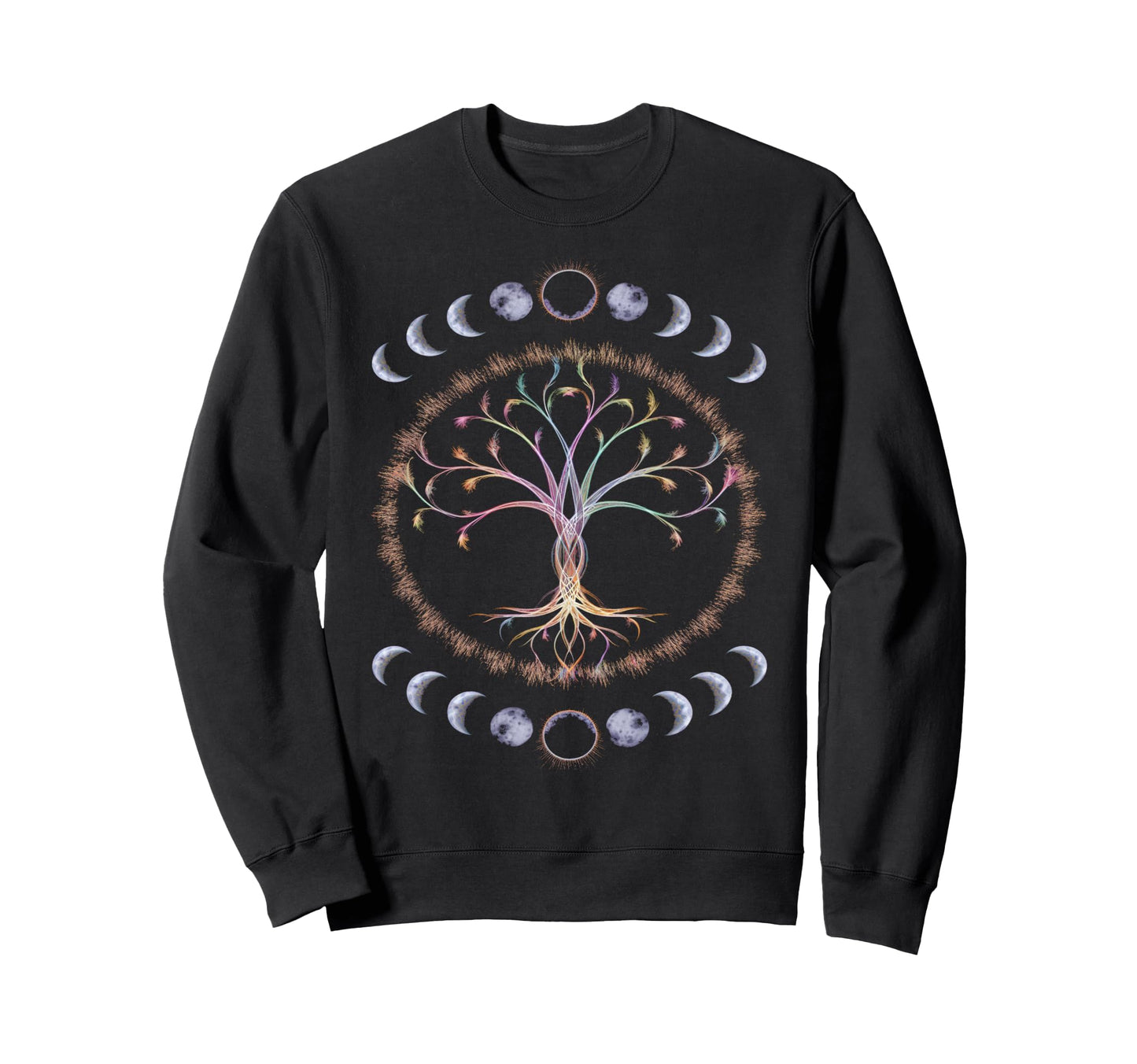 Life Tree Moon Phases Bohemian Sweatshirt - Aesthetic Graphic for Adults - T-Shirt, Sweatshirt, Hoodie