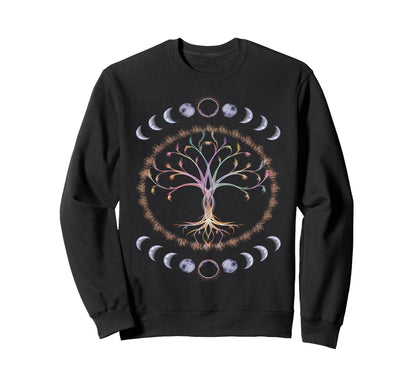 Life Tree Moon Phases Bohemian Sweatshirt - Aesthetic Graphic for Adults - T-Shirt, Sweatshirt, Hoodie