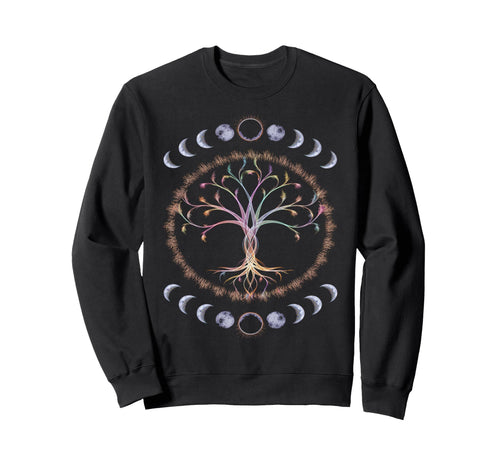 Life Tree Moon Phases Bohemian Sweatshirt - Aesthetic Graphic for Adults - T-Shirt, Sweatshirt, Hoodie