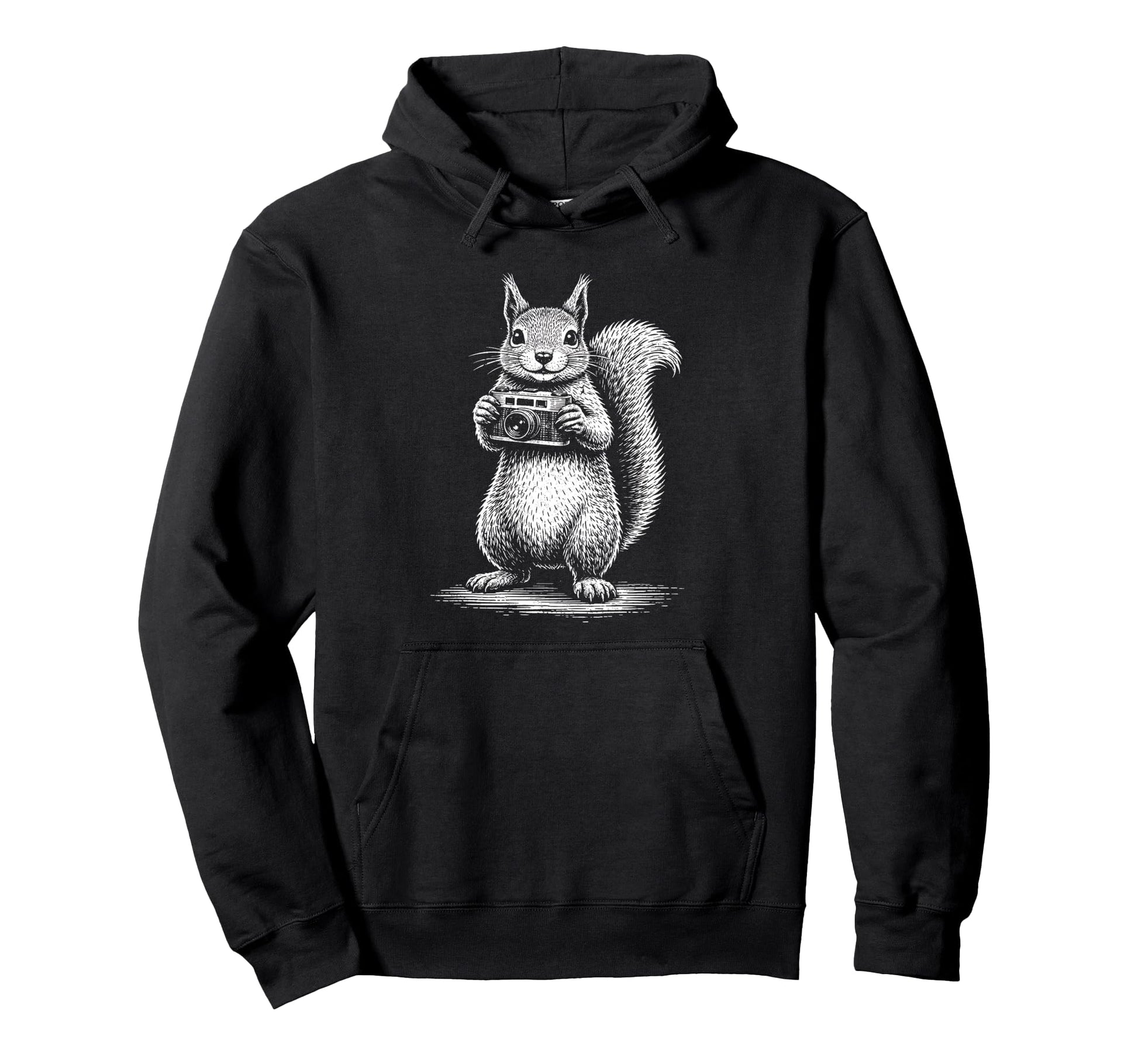 Squirrel Photographer Camera Hoodie - Minimalist Print for Adults - T-Shirt, Sweatshirt, Hoodie