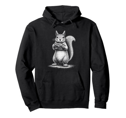 Squirrel Photographer Camera Hoodie - Minimalist Print for Adults - T-Shirt, Sweatshirt, Hoodie