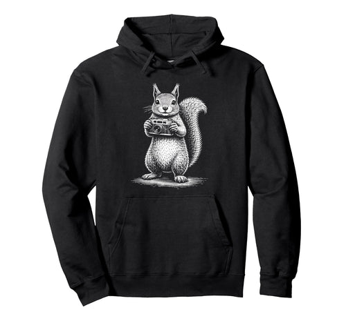 Squirrel Photographer Camera Hoodie - Minimalist Print for Adults - T-Shirt, Sweatshirt, Hoodie