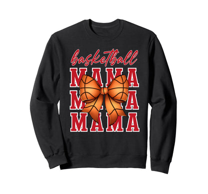 Basketball Mama Coquette Bow Game Day Sweatshirt - Unique Graphic Unisex - T-Shirt, Sweatshirt, Hoodie
