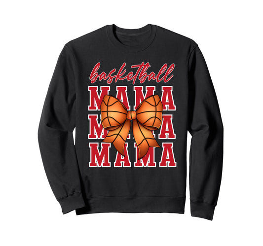 Basketball Mama Coquette Bow Game Day Sweatshirt - Unique Graphic Unisex - T-Shirt, Sweatshirt, Hoodie