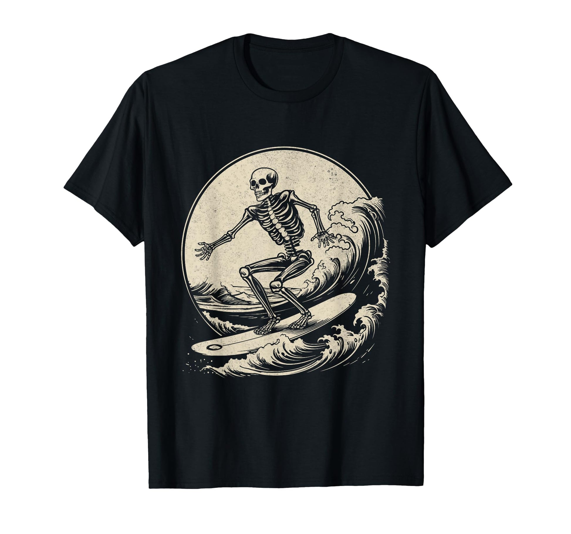 Skeleton Surfer Big Wave Surfing T-Shirt - Custom Art Print for Adults - T-Shirt, Sweatshirt, Hoodie