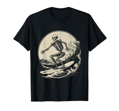 Skeleton Surfer Big Wave Surfing T-Shirt - Custom Art Print for Adults - T-Shirt, Sweatshirt, Hoodie