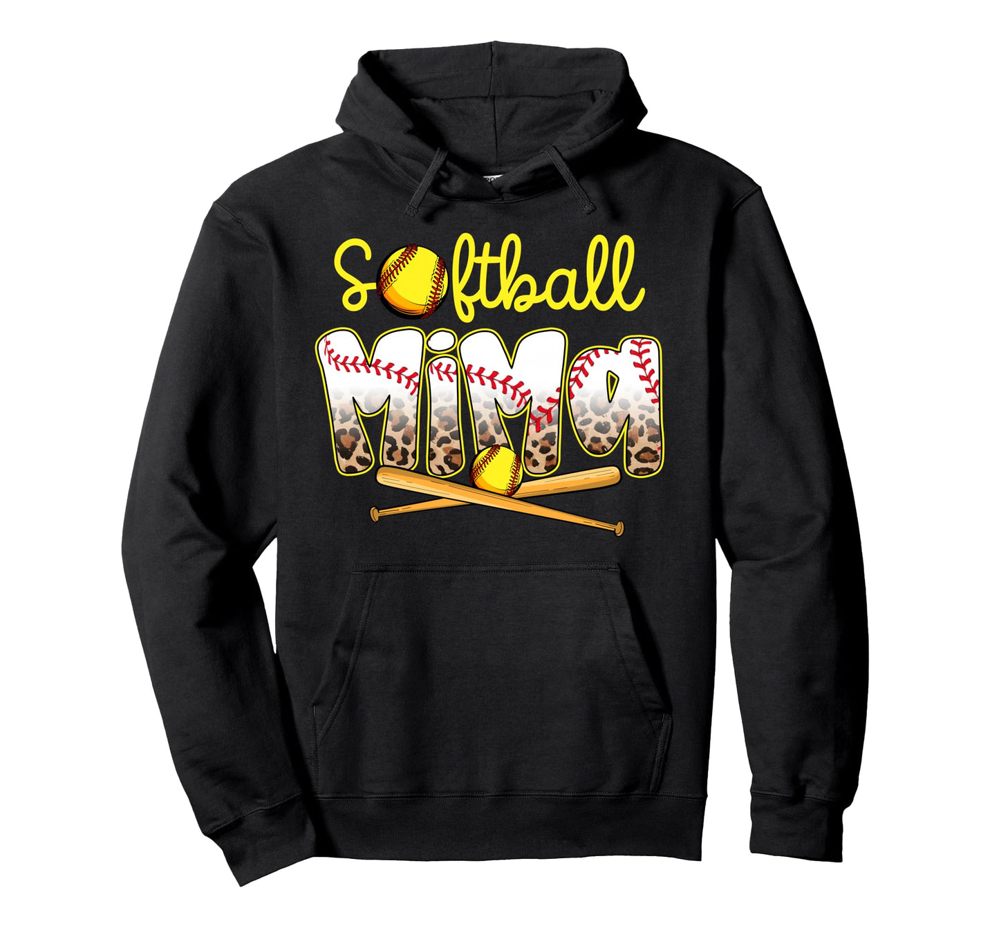 Softball Mima Leopard Mothers Day Hoodie - Casual Everyday Wear for Adults - T-Shirt, Sweatshirt, Hoodie