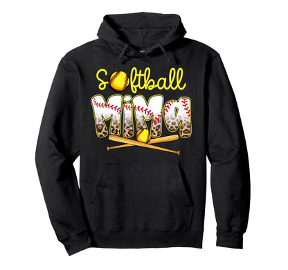 Softball Mima Leopard Mothers Day Hoodie - Casual Everyday Wear for Adults - T-Shirt, Sweatshirt, Hoodie