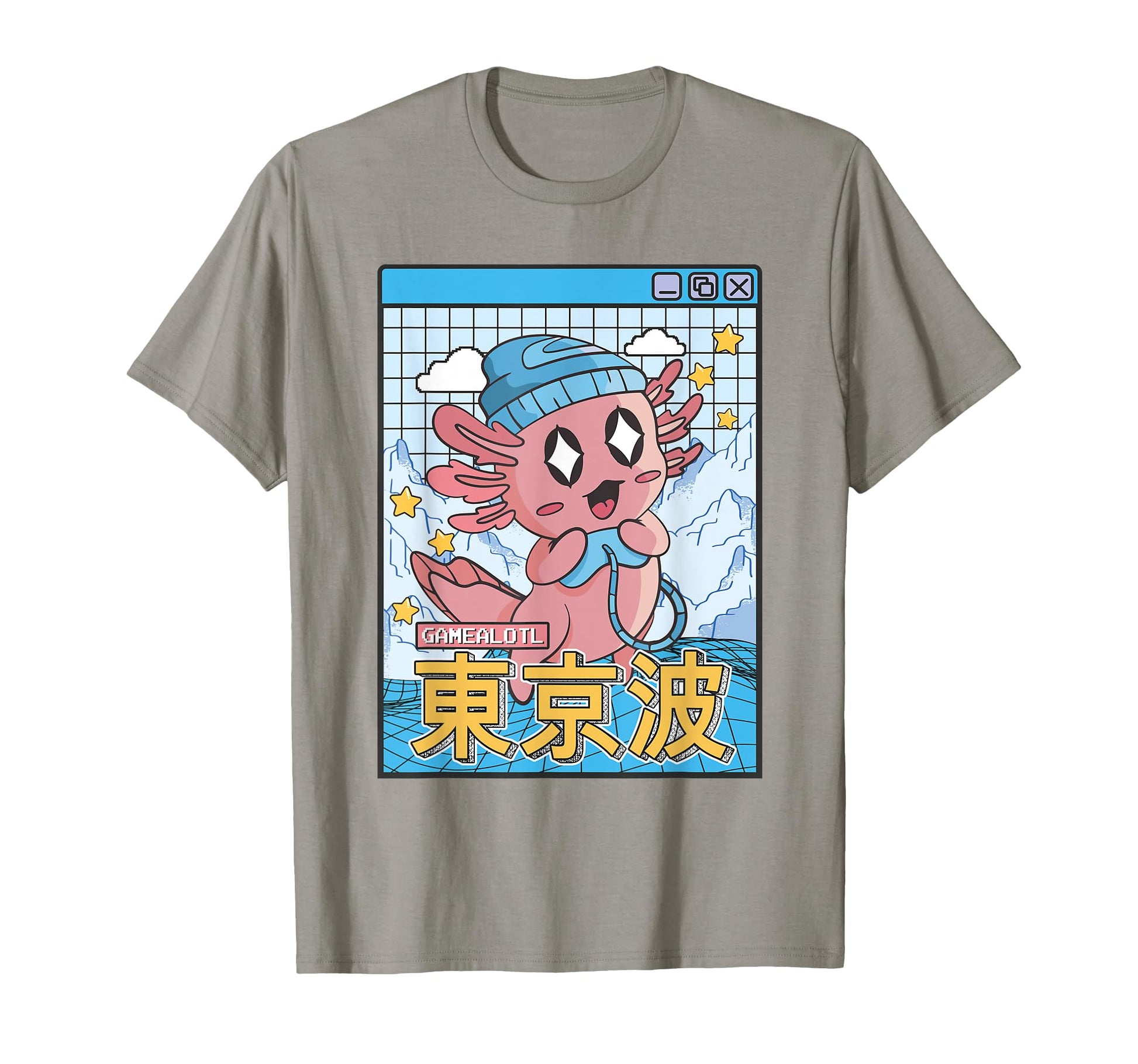 Happy Axolotl Gaming Vaporwave T-Shirt - Aesthetic Graphic Men Women - T-Shirt, Sweatshirt, Hoodie