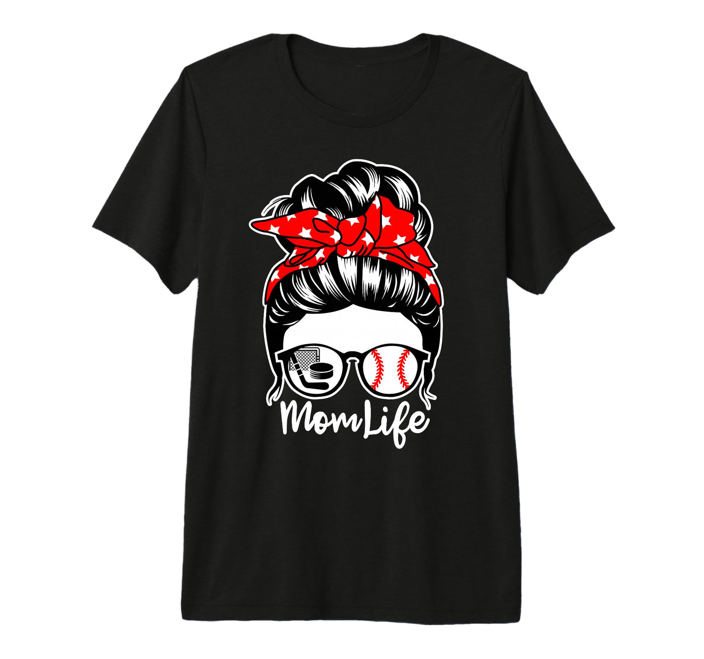 Mom Life Messy Bun Hair Baseball T-Shirt - Fun Novelty Design Unisex - T-Shirt, Sweatshirt, Hoodie