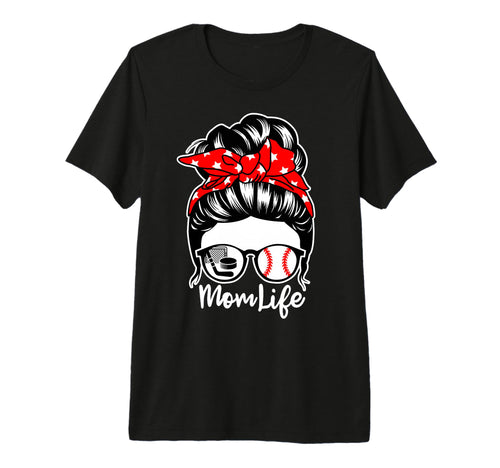 Mom Life Messy Bun Hair Baseball T-Shirt - Fun Novelty Design Unisex - T-Shirt, Sweatshirt, Hoodie