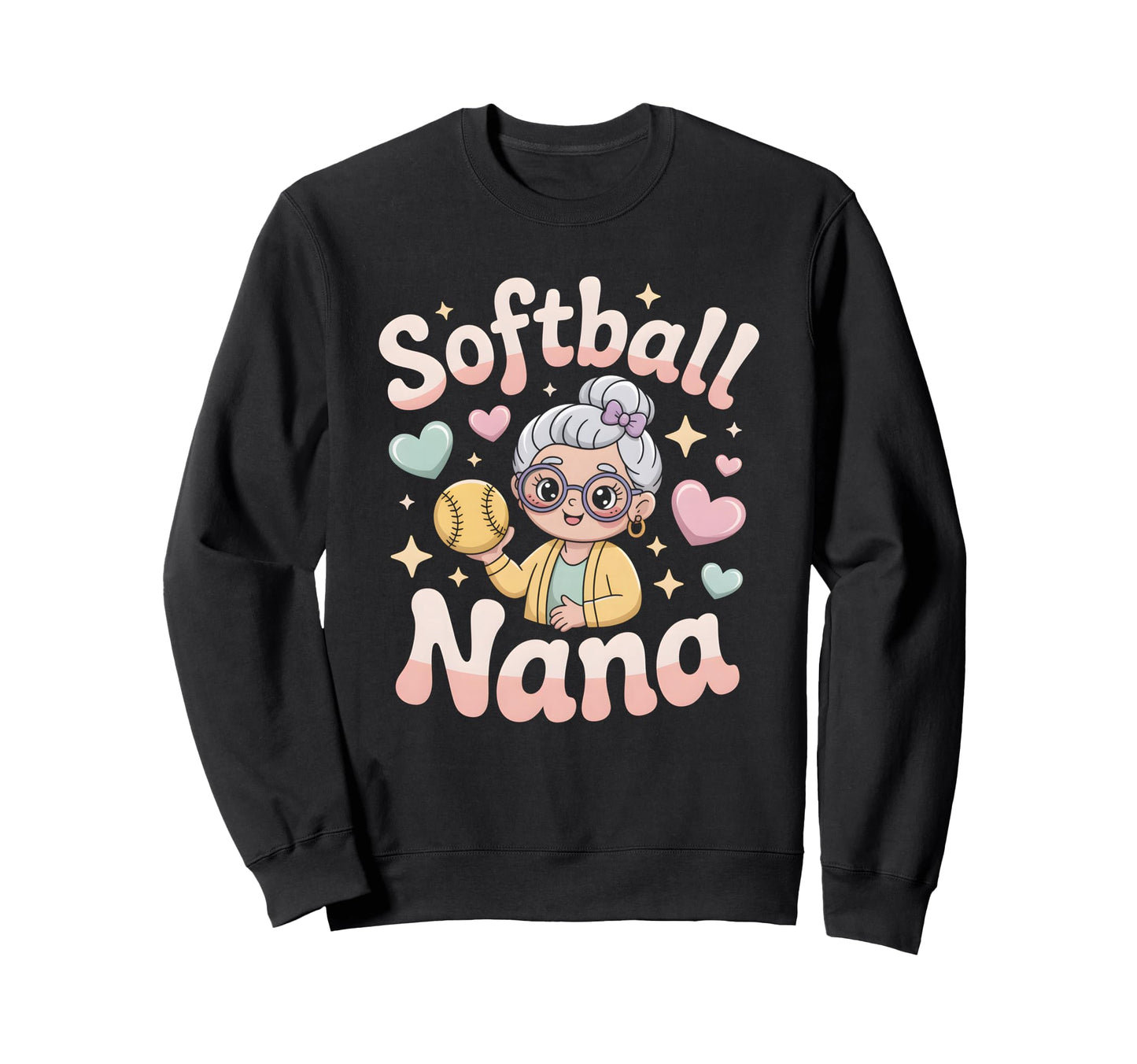Softball Nana Grandma Sweatshirt - Casual Everyday Wear for Adults - T-Shirt, Sweatshirt, Hoodie