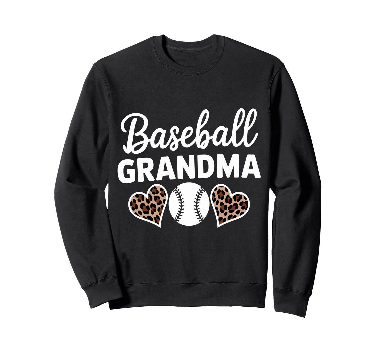 Baseball Grandma Funny Leopard Heart Sweatshirt - Graphic Print Unisex - T-Shirt, Sweatshirt, Hoodie