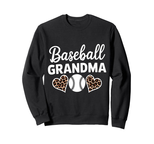 Baseball Grandma Funny Leopard Heart Sweatshirt - Graphic Print Unisex - T-Shirt, Sweatshirt, Hoodie