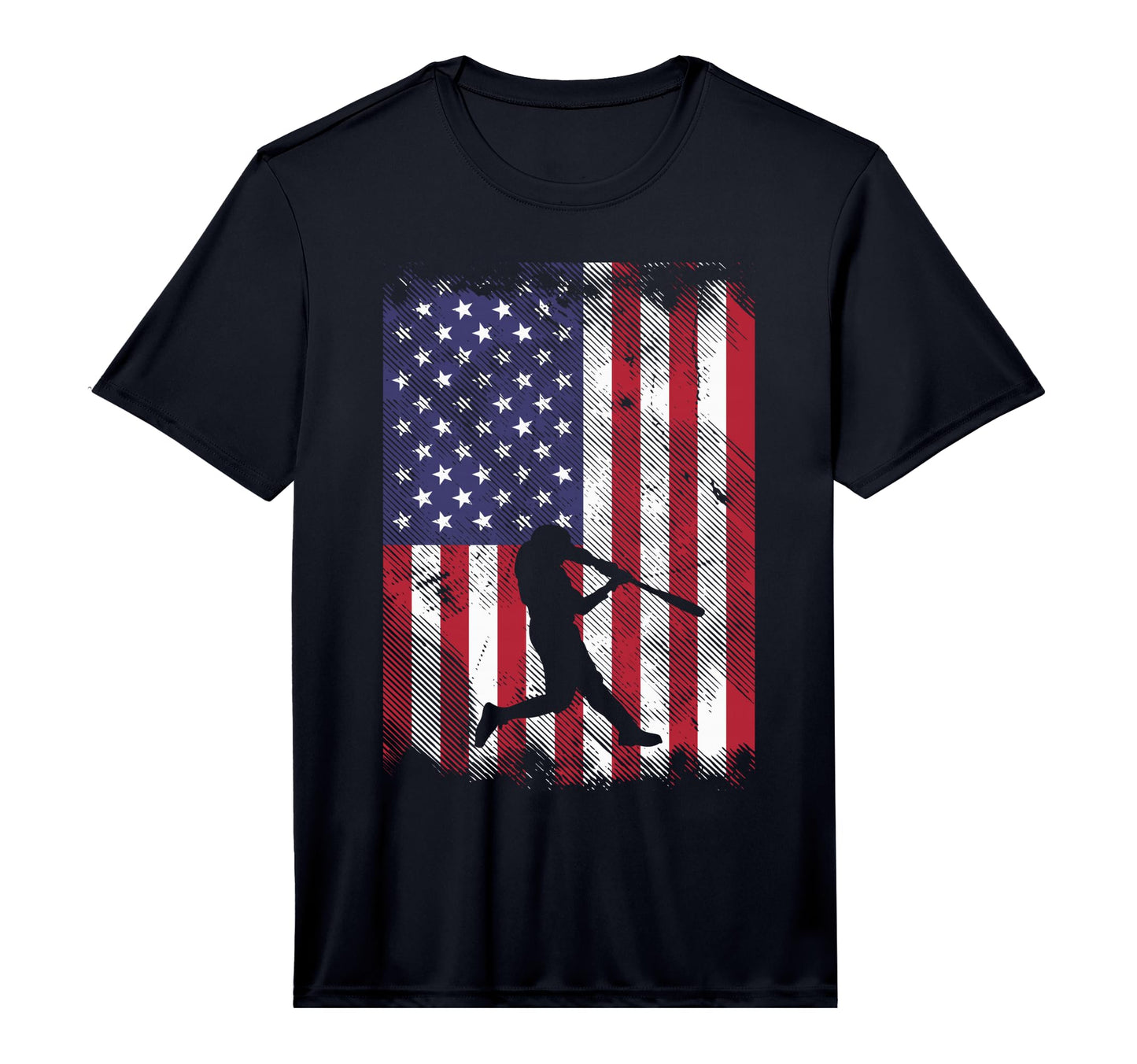 Us American Flag Baseball Player T-Shirt - Graphic Print for Adults - T-Shirt, Sweatshirt, Hoodie