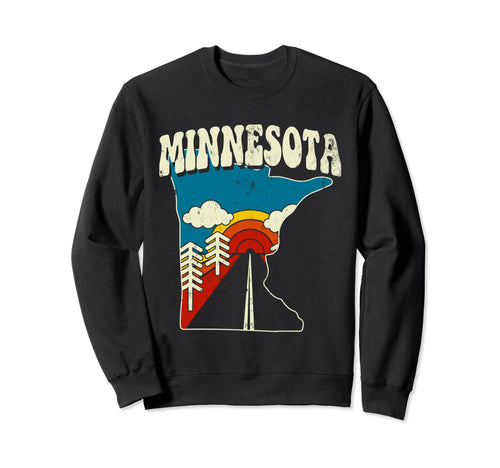Minnesota State Rainbow Hippie 70S Sweatshirt - Trendy Graphic for Adults - T-Shirt, Sweatshirt, Hoodie