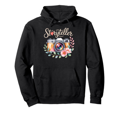 Photo Camera Flowers Storyteller Hoodie - Unique Graphic Unisex - T-Shirt, Sweatshirt, Hoodie
