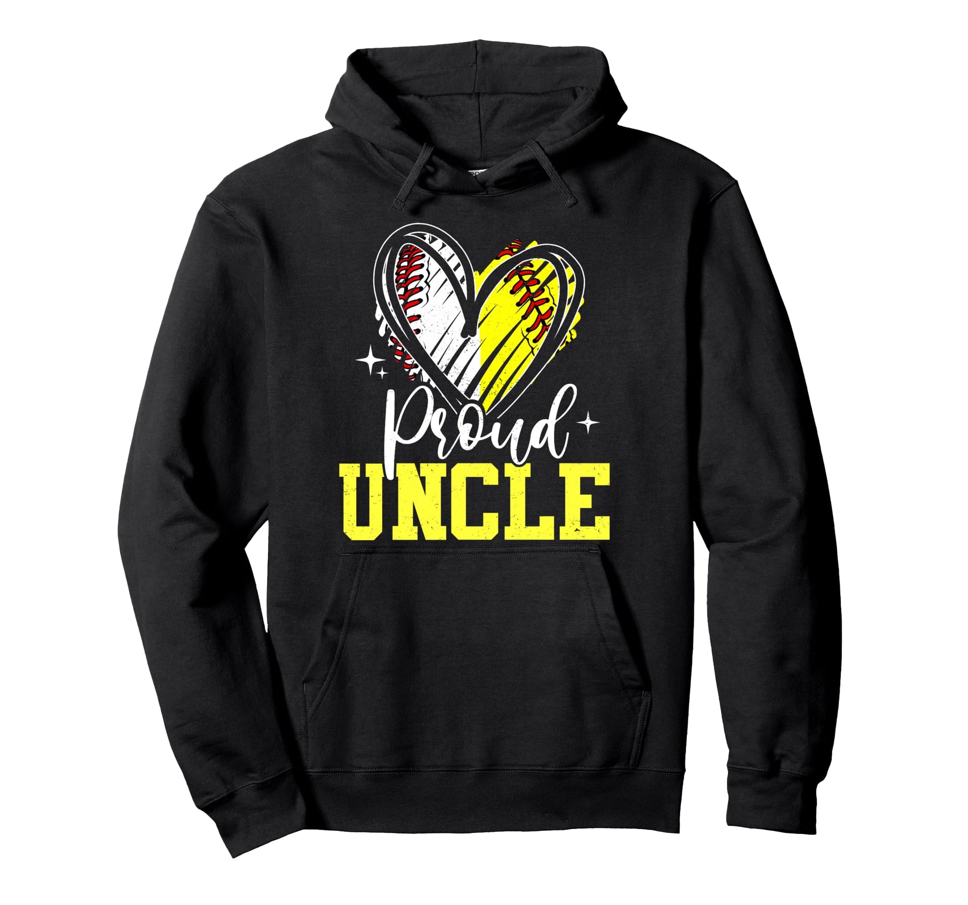 Proud Uncle Baseball Softball Heart Hoodie - Unique Graphic Unisex - T-Shirt, Sweatshirt, Hoodie